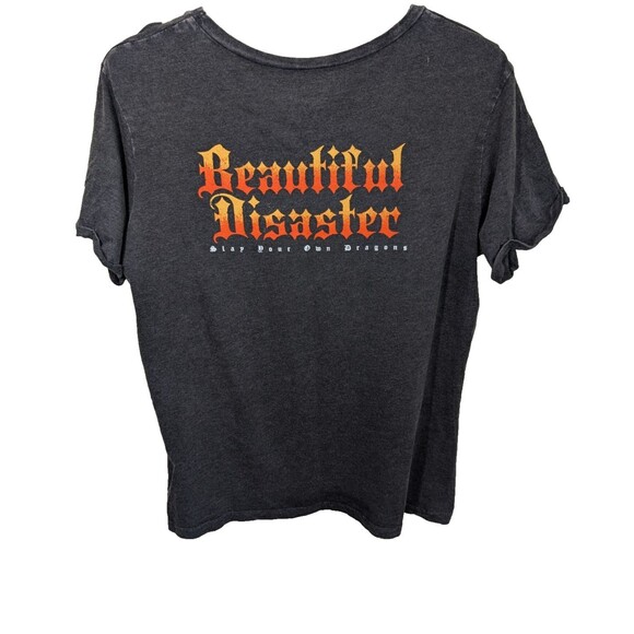 Beautiful Disaster Women's Slay Slash Shoulder Tee Dragons Size XXL - Picture 2 of 12